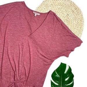 Y2K Juicy Couture Red Dolman Sleeve Front Twist Hem Short Sleeve Shirt